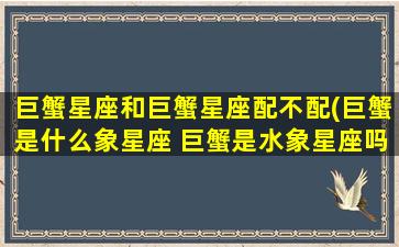 巨蟹星座和巨蟹星座配不配(巨蟹是什么象星座 巨蟹是水象星座吗)